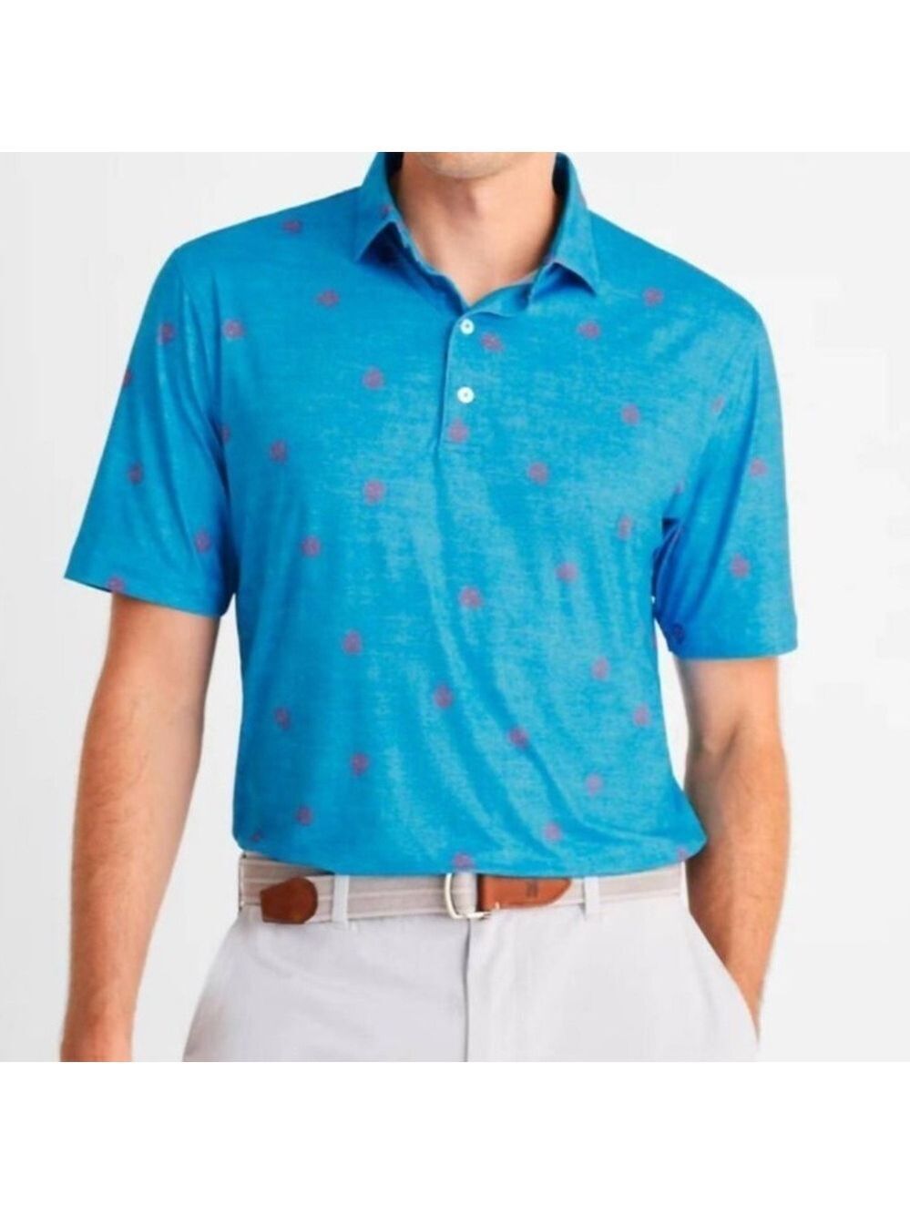 Johnnie-O Shirt Men's XL Featherweight Golf Performance Polo Skull Print UPF50